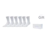Milk White Blue Box+6 Pack (White-Thigh-High Socks)