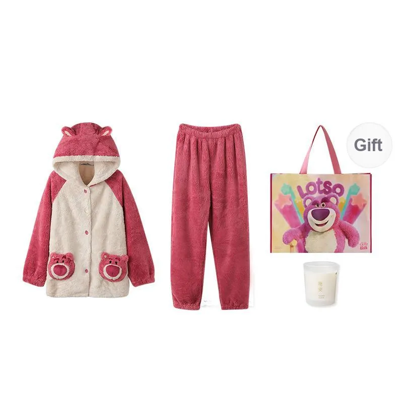 JINGYUN x Disney Pajama Set Winter Women's Peach Pink-3