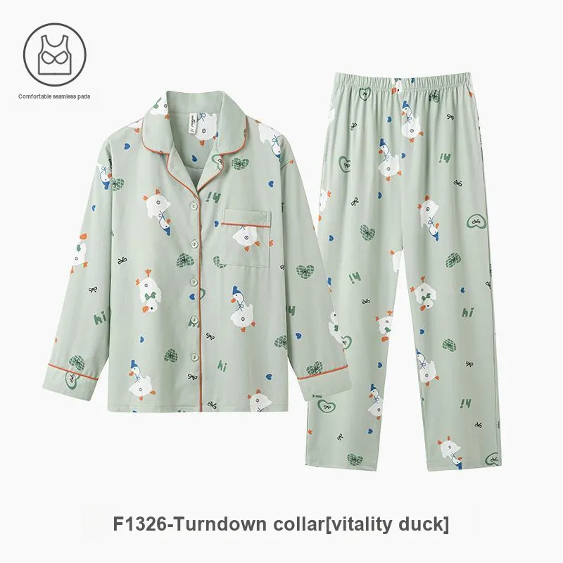 ZAO FU NIAO Pajama Set Women's Relax Green-2