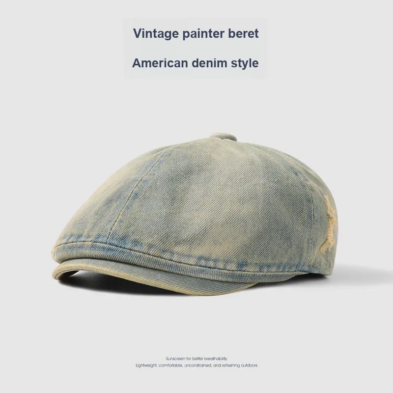 Shizhu Distressed All Season Painter Hat For Men Berets Unisex-6
