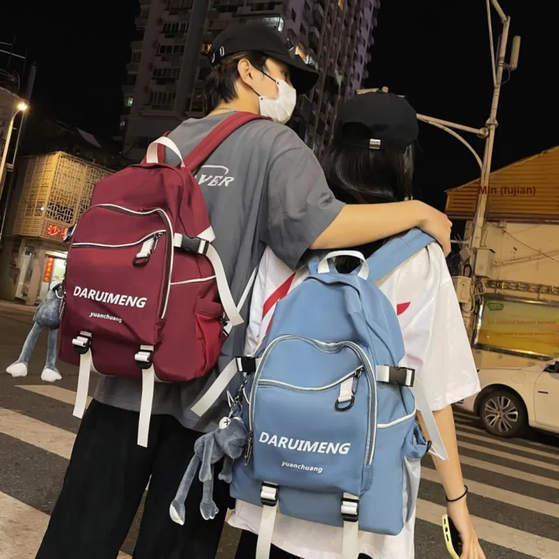 URBAN FOREST Nylon Backpack Unisex Blue/Red/Black/White-1