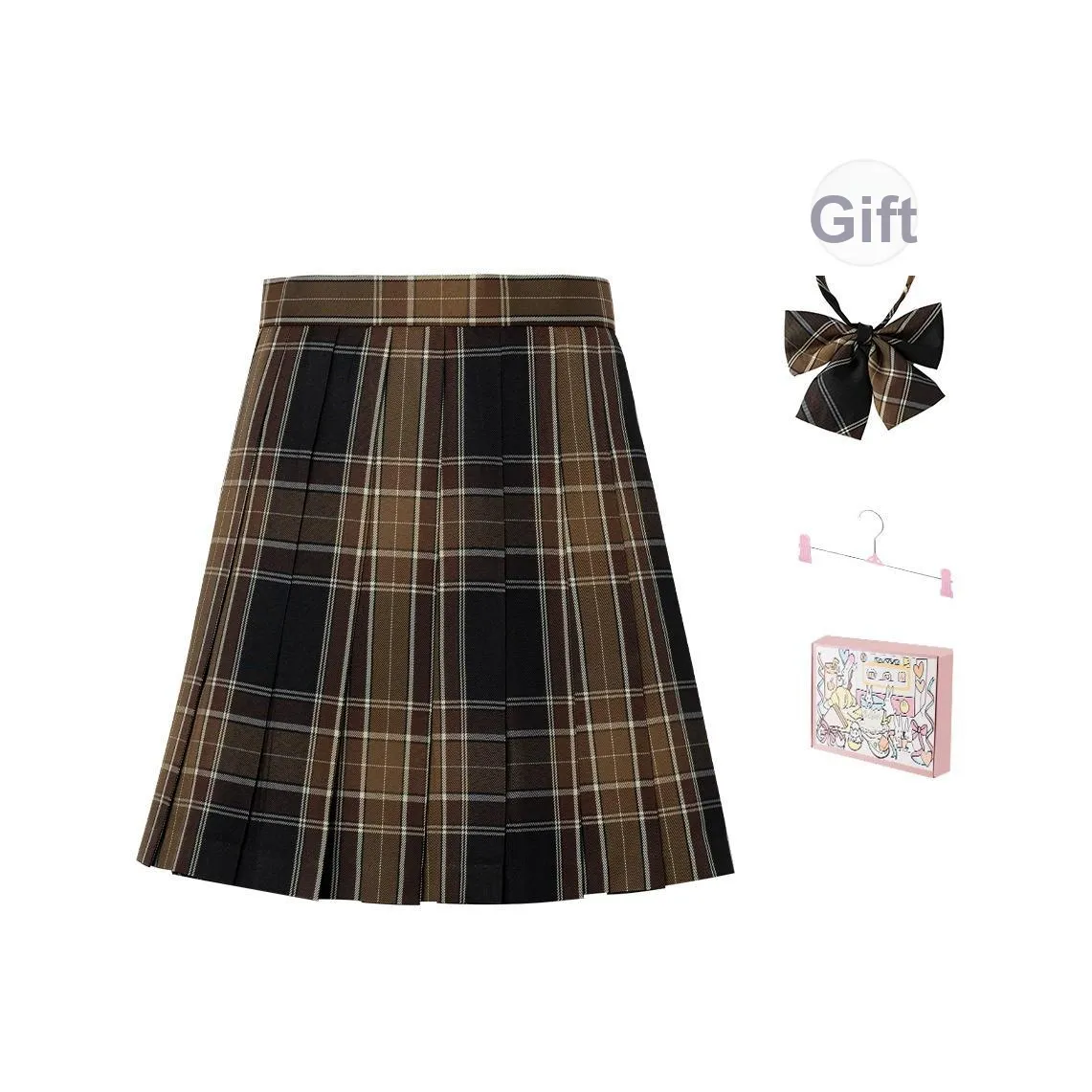 RIMUXINGHE Преппи стиль Школьная форма Клетка Юбка Женская