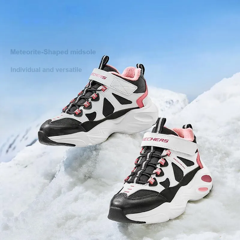 Skechers Slip Resistant, Abrasion Resistant, Thermal Mid Top Kids' Running Shoes Black White Pink Teenagers-1