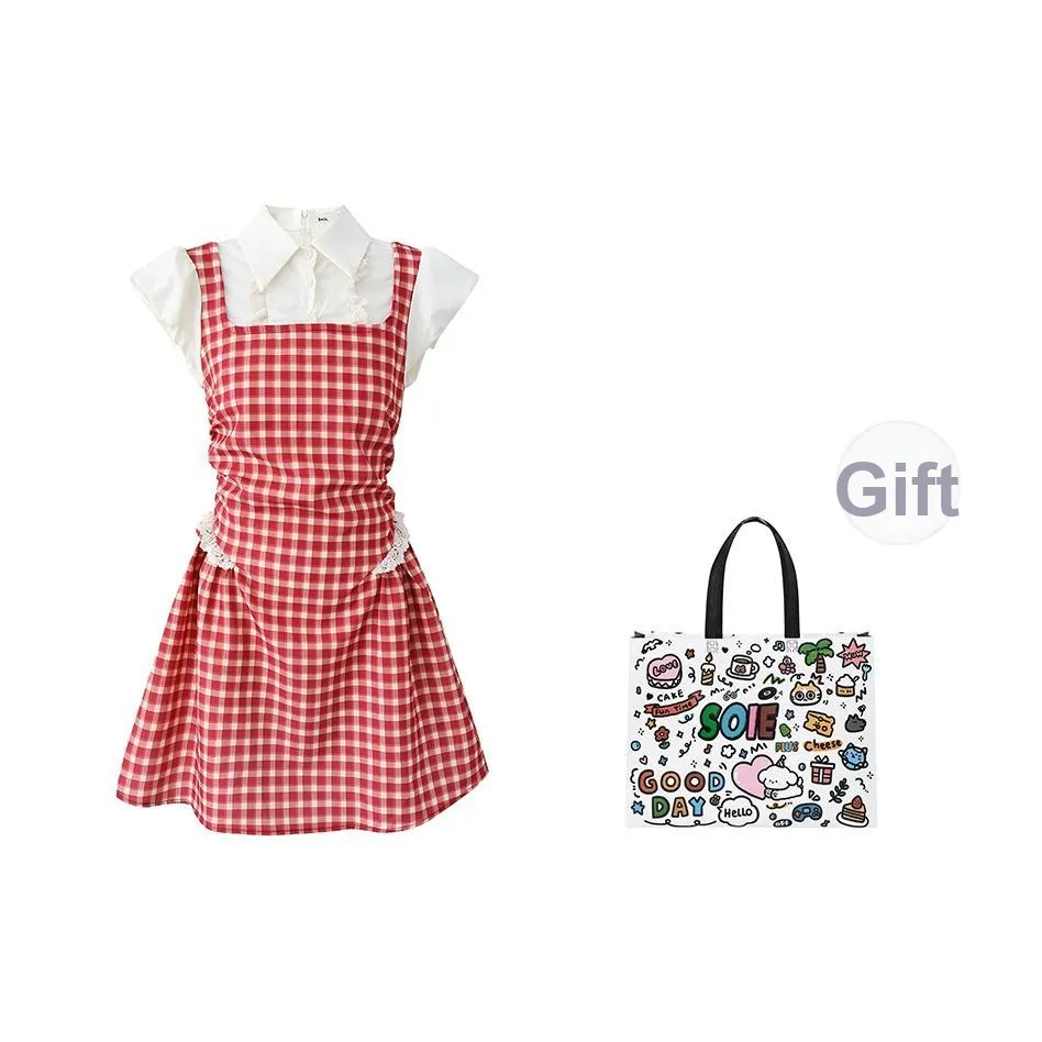 SOIE Короткое платье с короткими рукавами женское красное