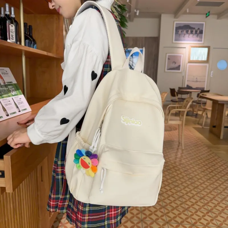 AIBAG Nylon Backpack Unisex White/Black/Blue/Pink-6