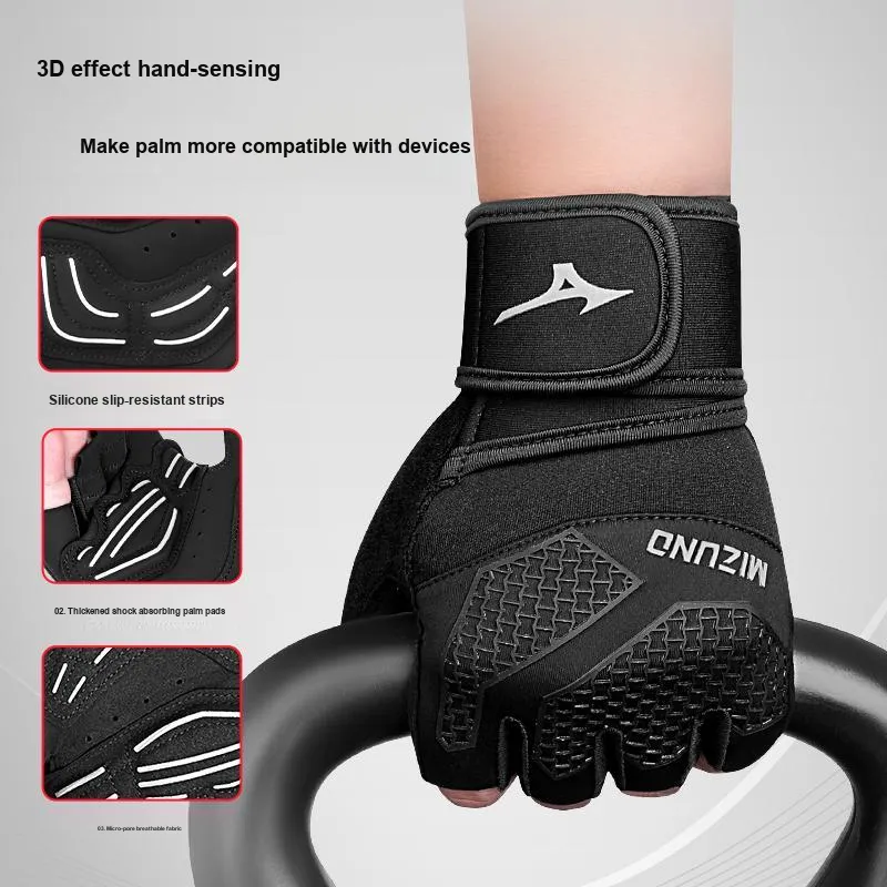 Mizuno Weightlifting Belts / Gym Gloves Protective Black Polyamide Adults-4
