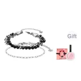 Black Tourmaline Double-Layer Bracelet+Five Elements Gold Bracelet