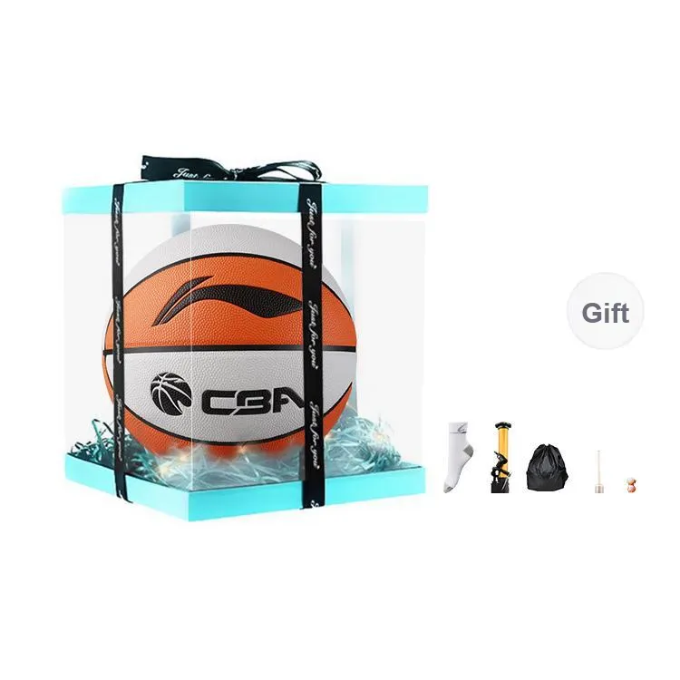 LiNing CBA Collection PU Basketball White Orange Size 7 Ball Training Unisex-4