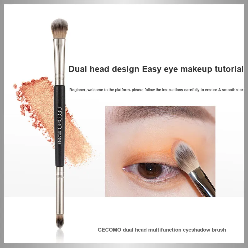 GECOMO Dual Head Brush For Eye Shadow And Oil Paper Combination, With Built in Mirror Powder Puff, Makeup Tool-1
