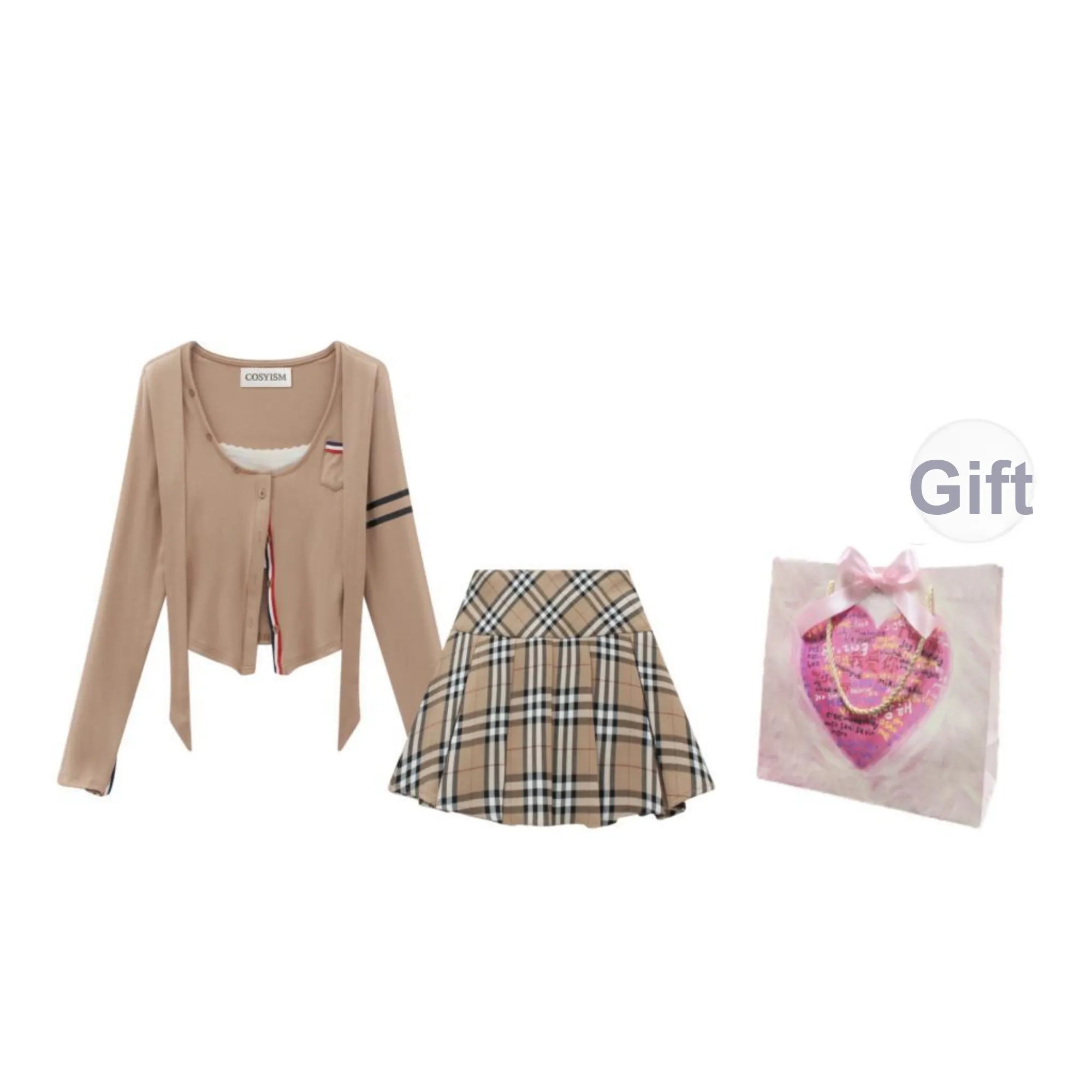 COSYISM Skirt Set Women's Khaki