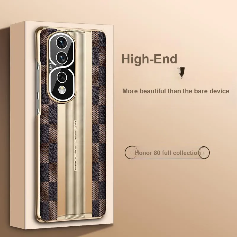 YAQIANTU Vegan Leather Material Phone Cases Compatibility With Honor 80/80 Pro/70/Magic 4/4 Pro Business Formal Luxury-2