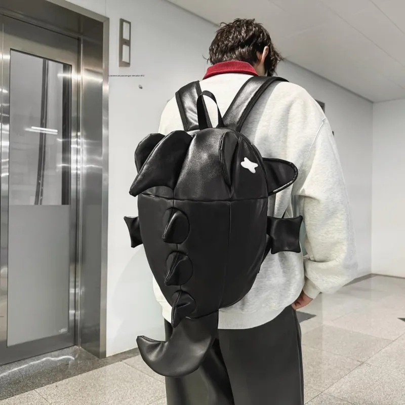 URBAN FOREST PU Backpack Unisex Black/White-5