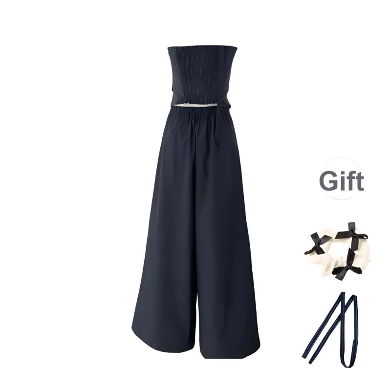 TURN UP Casual Suit Women's Navy Blue Two Piece Set-1