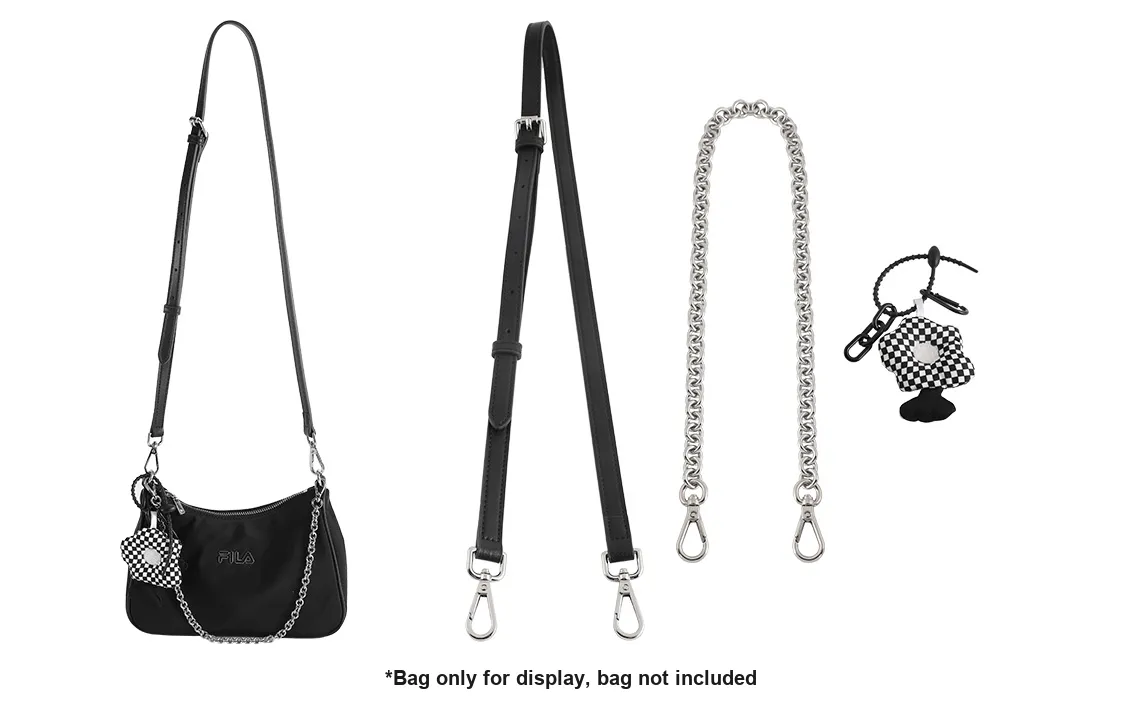 Luxury Care Artisan Workshop Cow Leather With Canvas Bag Strap Women's Black/Silver