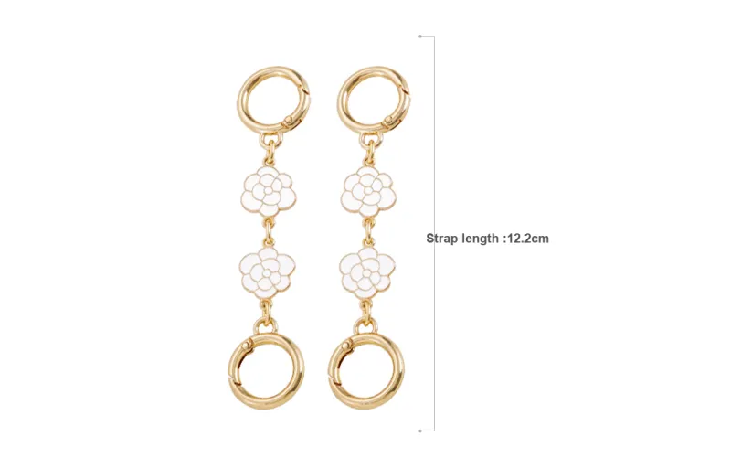 Lan Bao Fan Bag Straps Gold Tone Camellia Extender Chain 1 Pair-1