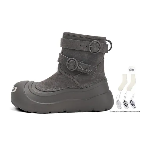 Ouder Snower Open Ended Smiley Collection Warm And Wear Resistant Crew Snow Boots Women's Gray