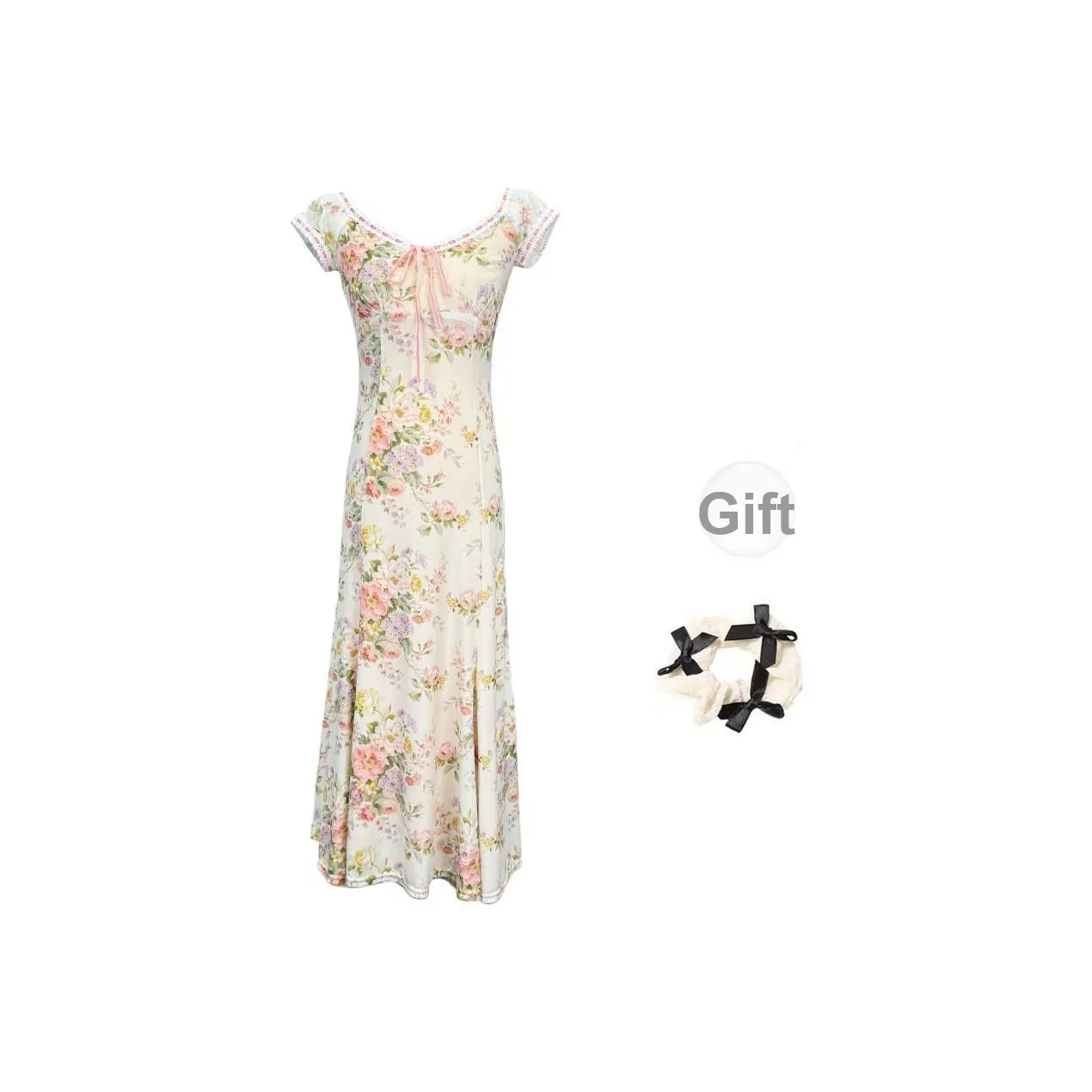 TURN UP Короткий рукав Платье Женское Многоцветное + Резинка для волос с подарками