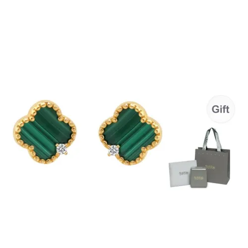 YPYN 10K Gold Stud Earrings Women's Green