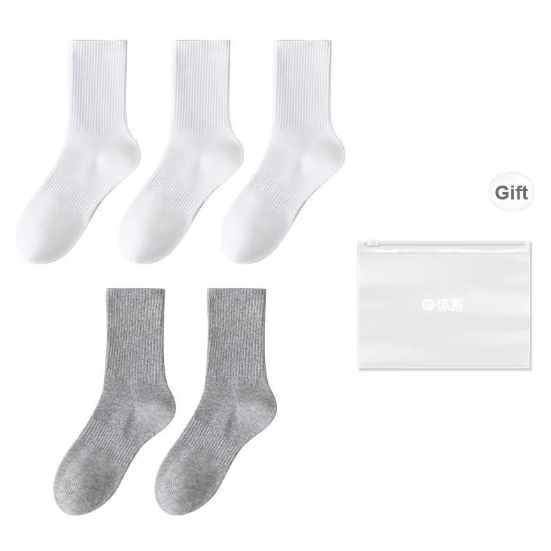 Temooues Mid Calf Socks Unisex Shopping Bag 2 Pack-19