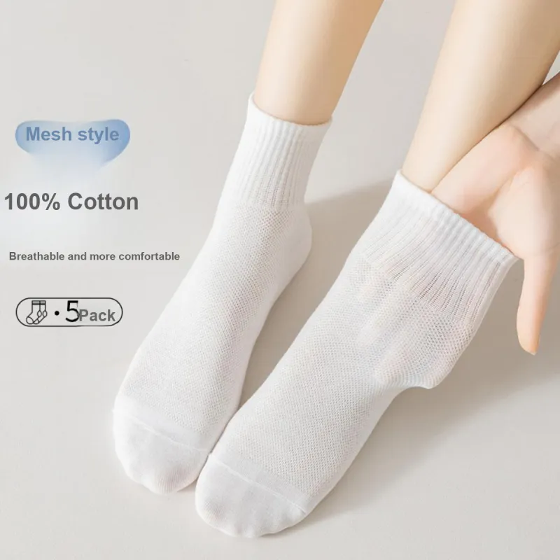Ordifen Ankle Socks Women's 5 Pack White-3