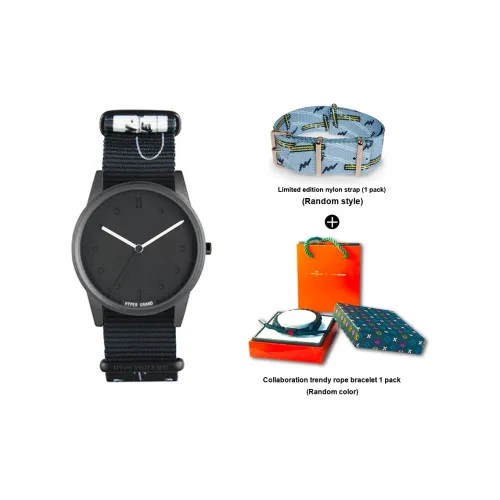 HYPERGRAND Watch Кварцевый механизм Нейлоновый ремешок Черный циферблат Унисекс NW01FOOL