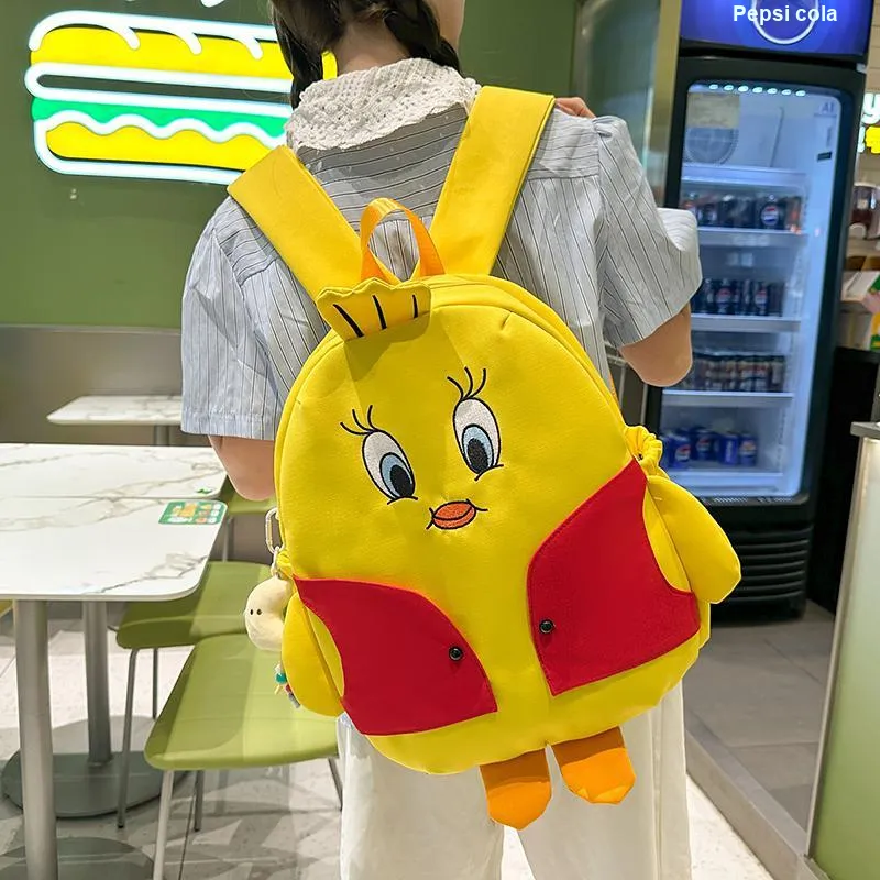 Yalu Nylon Backpack Unisex Black/White/Yellow-15
