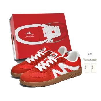 Lanza M ESSENZA Artisan Collection Skateboard Shoes Unisex Low Top Red Anthem/Hepburn Black/Prussian Blue