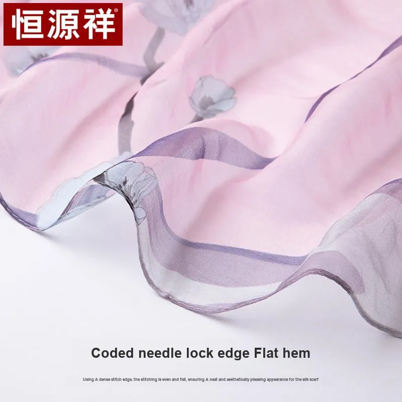 H YXIANG Silk Scarves Women's-15