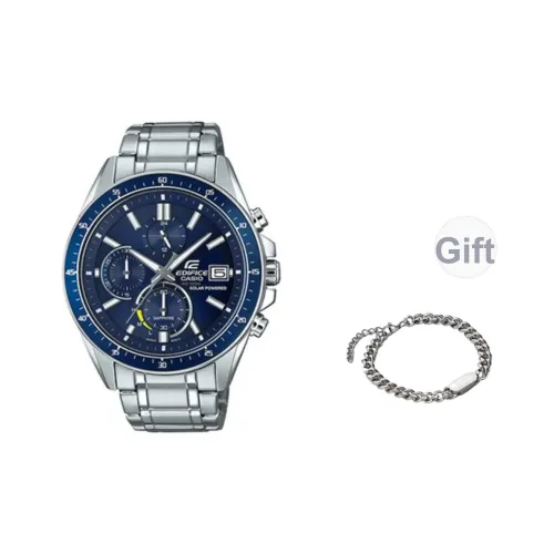 CASIO Солнечный Кварцевый Механизм Часы Мужские Синий Циферблат