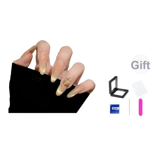 XNTX Ручной Nail Патч Тюльпан Elegance Brightening False Nail Овал Шампанское Градиентный