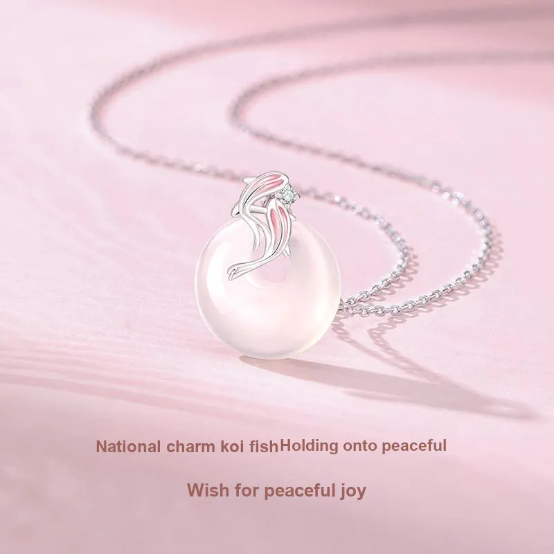 Central Fashion Chalcedony Jade Necklaces Women's-2