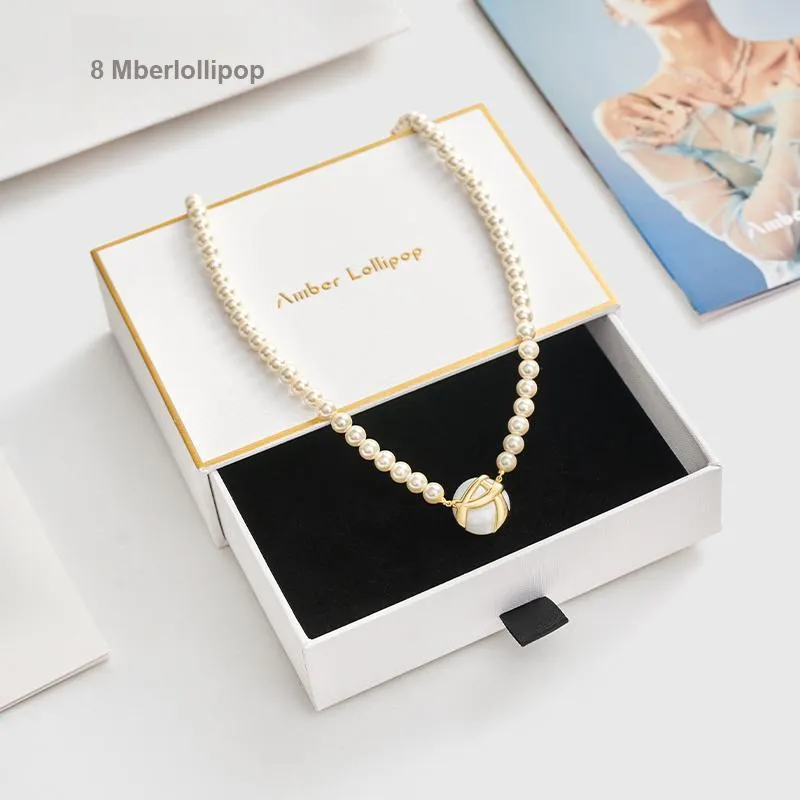 Amber Lollipop Shell Pearl Necklaces Women's-3