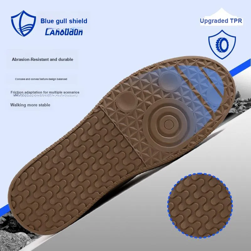 Blue Gull Shield Labor Shoes Trendy Brands Impact Resistant Low Top Outdoor Shoes Unisex White Brown-10