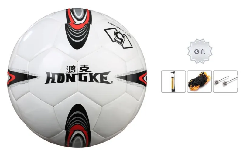 HONGKE Size 5 Soccer PU Machine Stitched Soccer Ball Unisex Red White-0