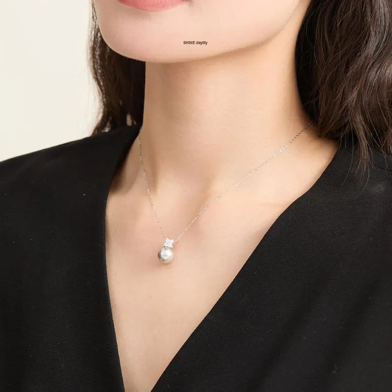 SHINE Ink In The Pearlescent Collection S925 Silver, Zircon, Shell Pearl Necklaces Women's-4