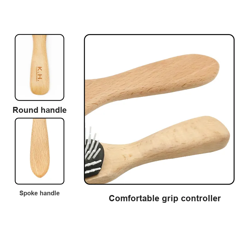 XIBI Beech Wood Oil Head Comb For Long Hair Women's Hairstyling At Home Heat-Resistant Wooden Nine-Row Comb Ribs Comb-4