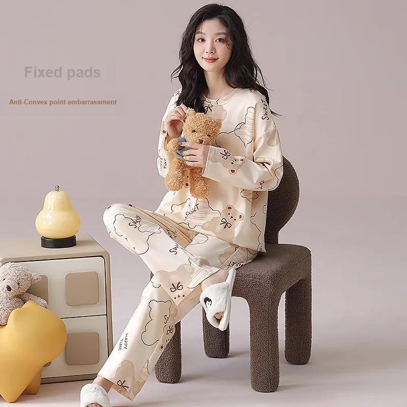 XIAFENYAN Pajama Set Women's Apricot-3