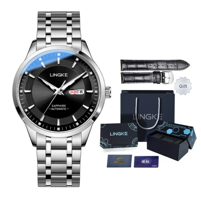 LINGKE Automatic Mechanical Movement Watch Men's Watches Gray Dial-5