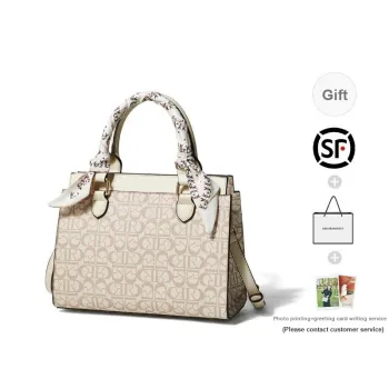 RED DRAGONFLY PVC Monogram Handbag Tote Bag Shopping Bag Shoulder Bag Crossbody Bag Medium Size Women's Ecru