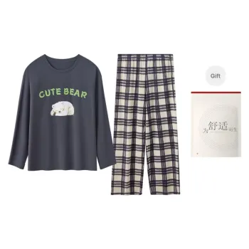 Red Beans At Home Pajama Set Men's Dark Gray