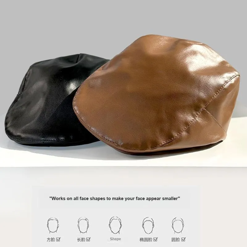 MITHAOL KUSC Pu Leather Berets Women's-5