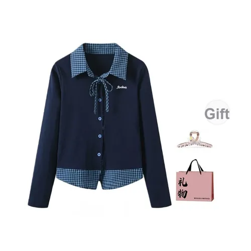 BAIDAIFEI Темно-синий с флисовой подкладкой в комплекте заколка-краб + сумка для покупок женский трикотаж