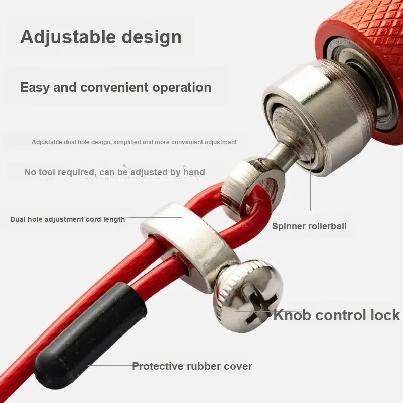 FEEBO Aerobic Fat Reduction Non Countable Jump Ropes Adults Handle Aluminum Alloy, Rope PVC Steel Wire 3m-6