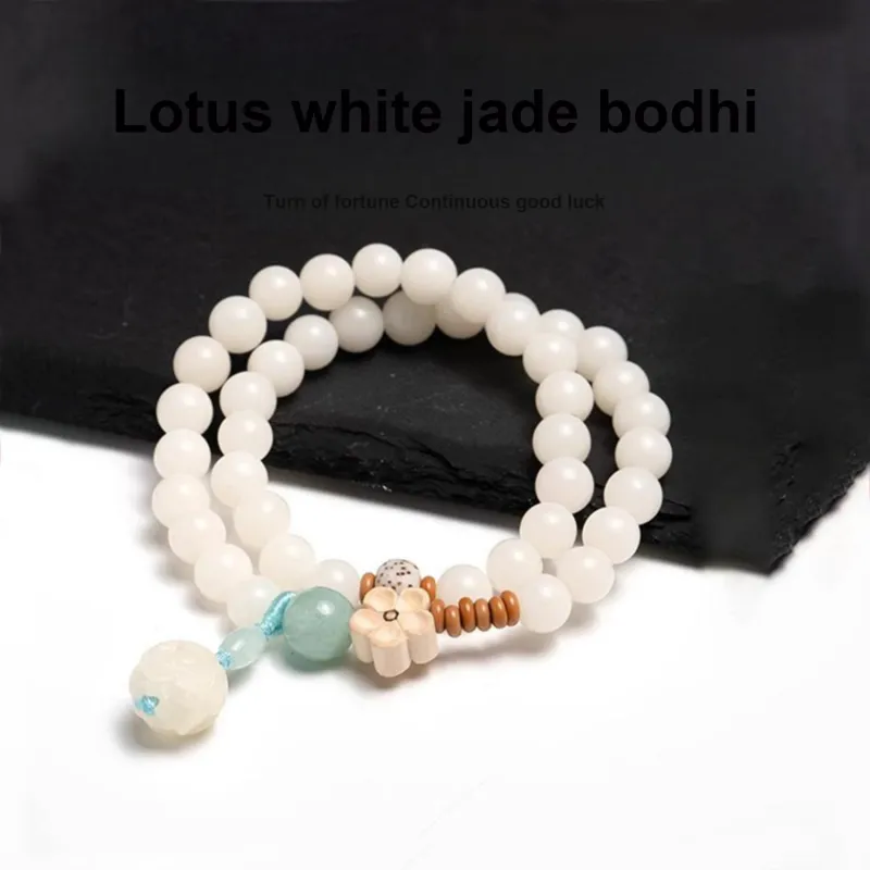 Emerald White Jade Bodhi Seed Bracelets Women's-1
