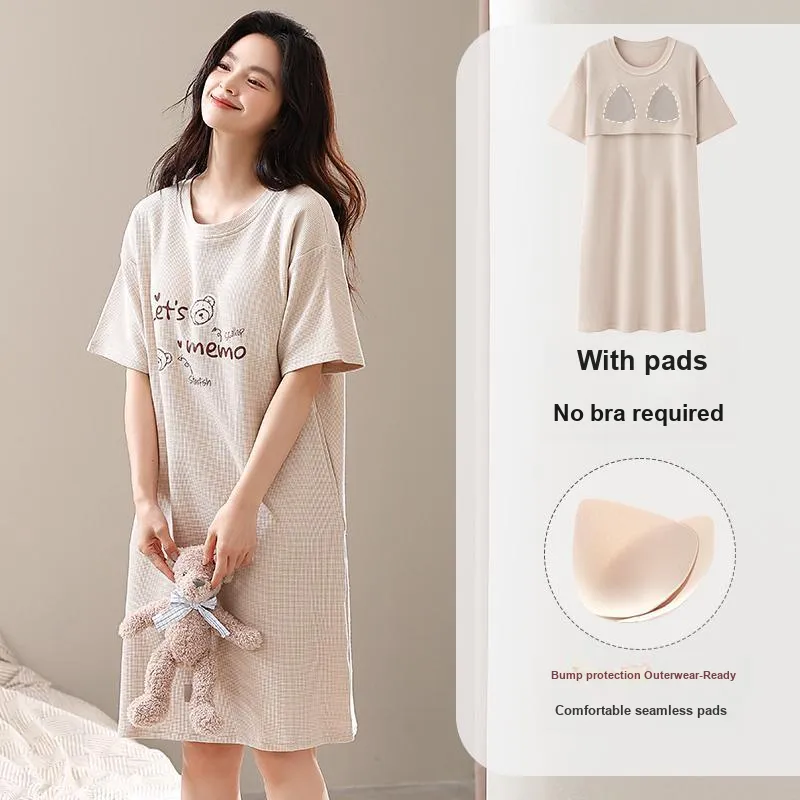 FENTENGCARE Nightgown Women's Khaki-1