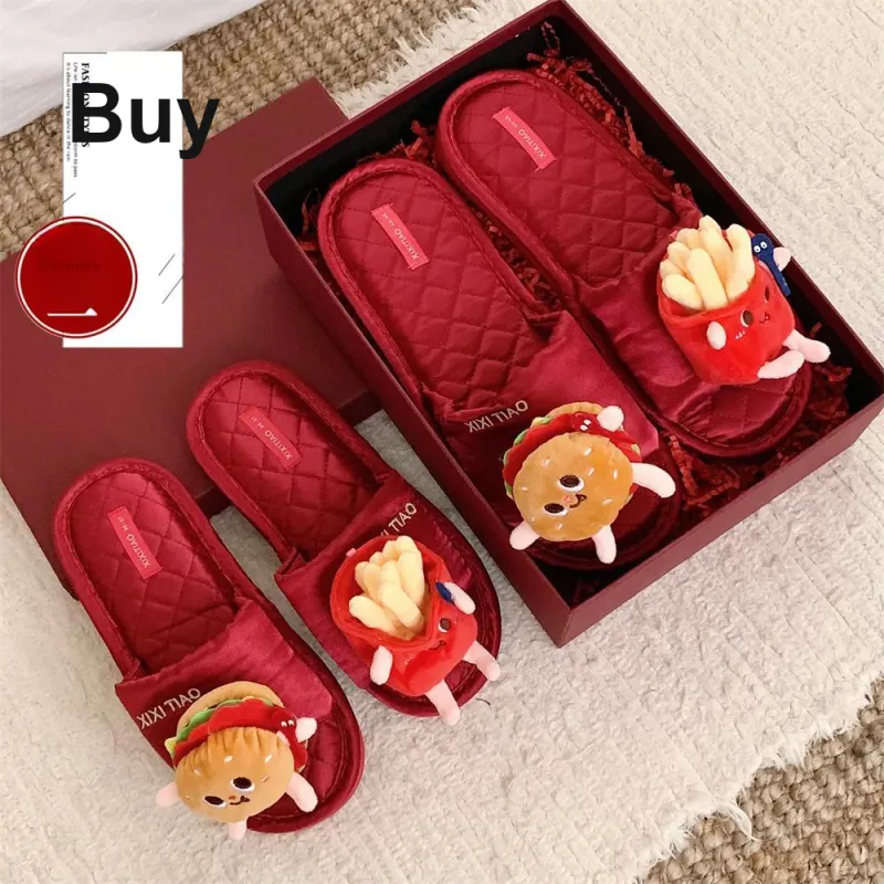Thin Strips Home Slippers Unisex, Red-4