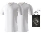V-Neck 2 Pack (White+White) 2 Pcs, Easy to Wash!