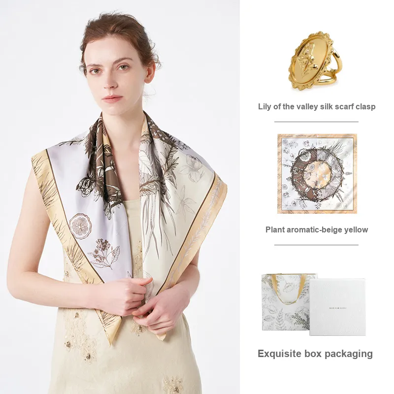 MARJAKURKI Silk Large Scarf Women's-6
