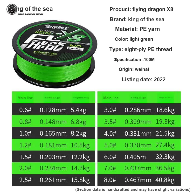 Dragon King Of The Sea Fish Line Main Line Leader Line Lure Line PE Thread Daiwa 100m Fishing Line-3