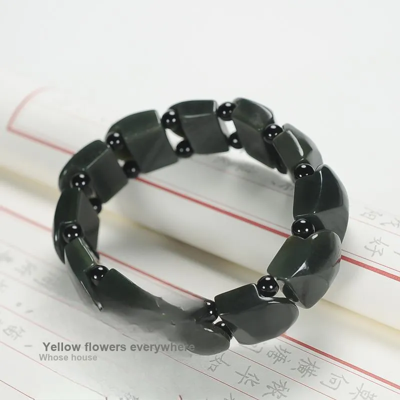 Shujie Hetian Jade Bracelets Green Jade Men's-2